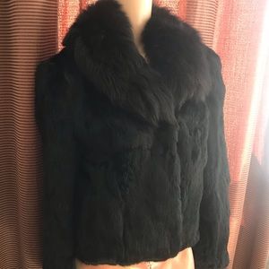 "C'mere Fuzzy Bunny" Fox Collar/ Rabbit Fur Jacket
